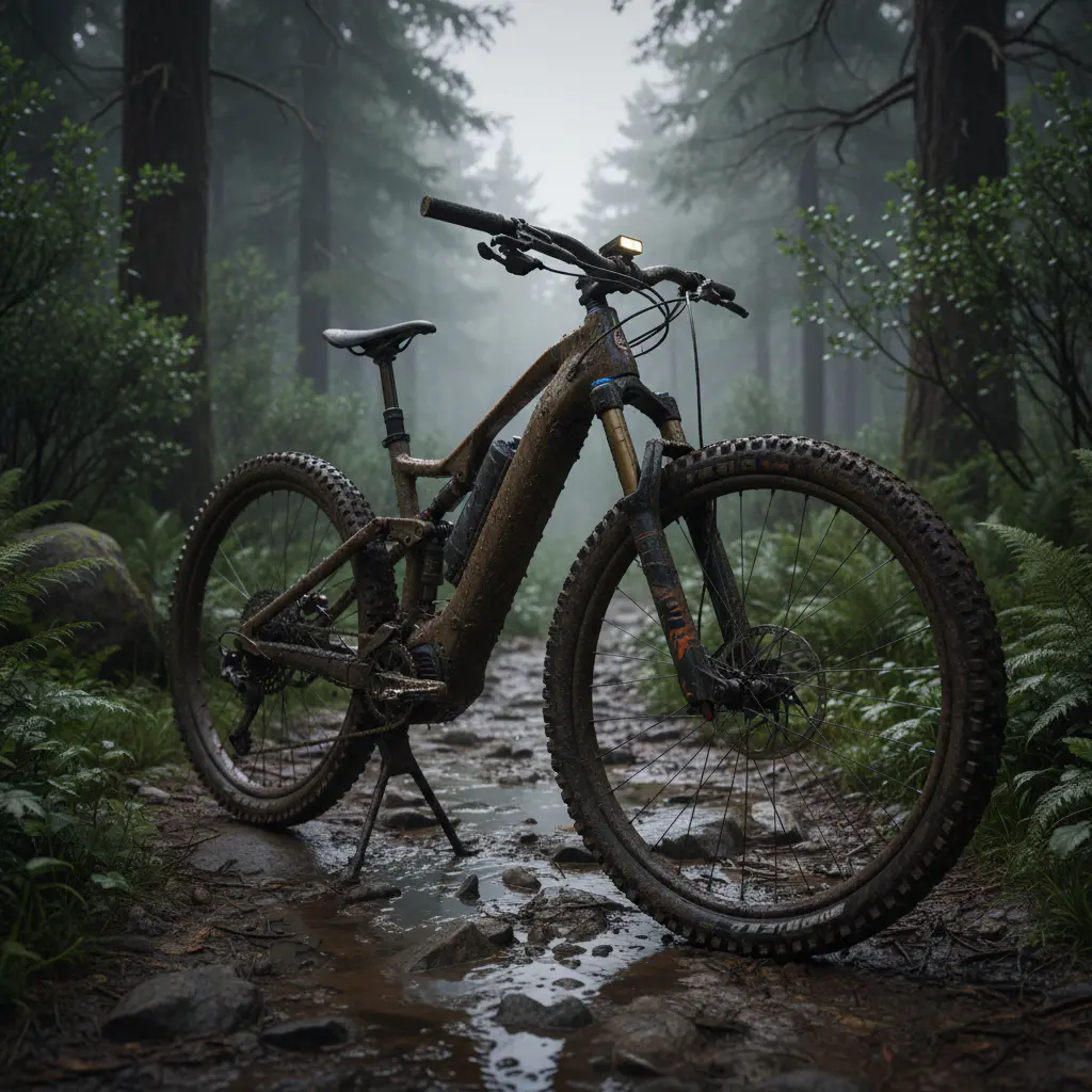 Muddy e-bike after a storm